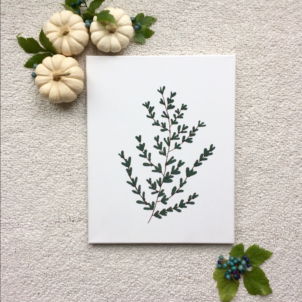 Hand painted greenery canvas wall art